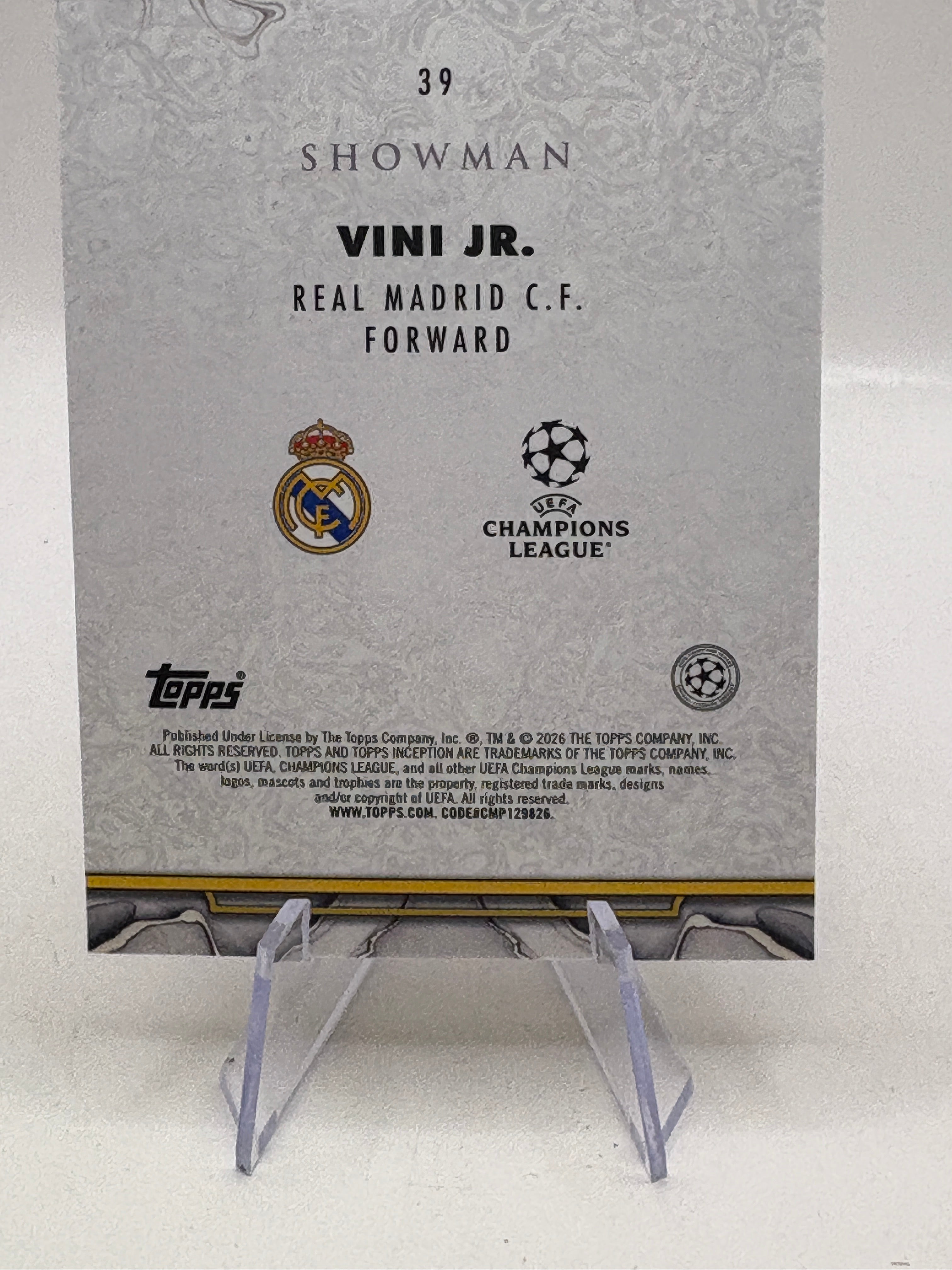Topps Inception #39 Showman Vini Jr. 4/5 Orange Real Madrid